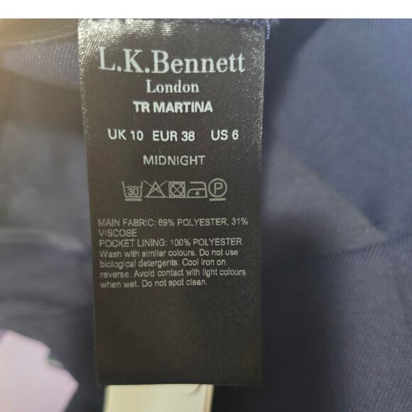 L.K. Bennett Martina Sailor Pant Crop Wide Leg Midnight Blue Size 6 NEW - Picture 8 of 9